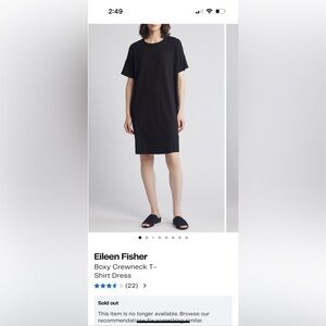 Eileen Fisher Boxy Crewneck Tshirt Tencel Lyocell Jersey Black Dress XL